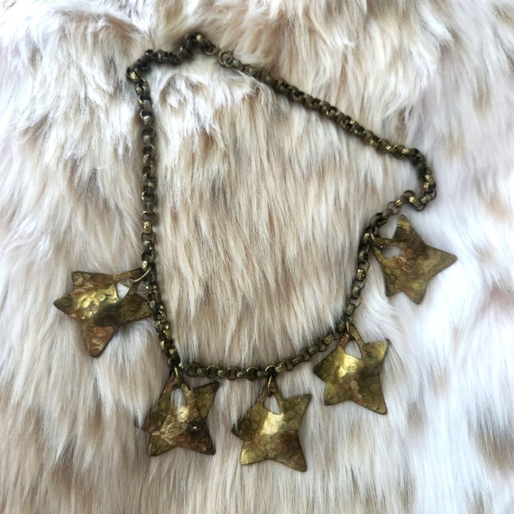 Vintage Hammered‎ Copper Star Necklace